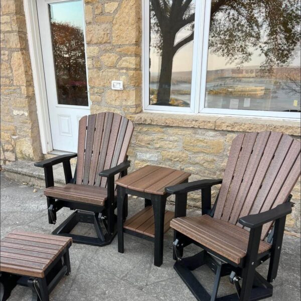 Two swivel gliders outside.
